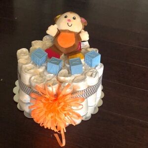 Monkey baby boy diaper cake